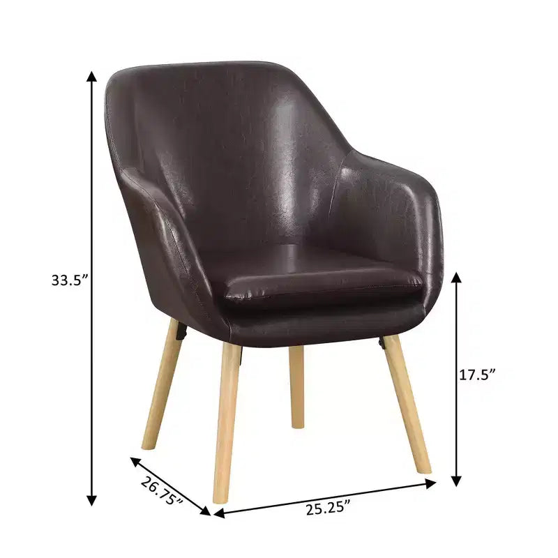 Fauteuil d'appoint en bois d'hévéa 33,5 po H x 26,75 po L