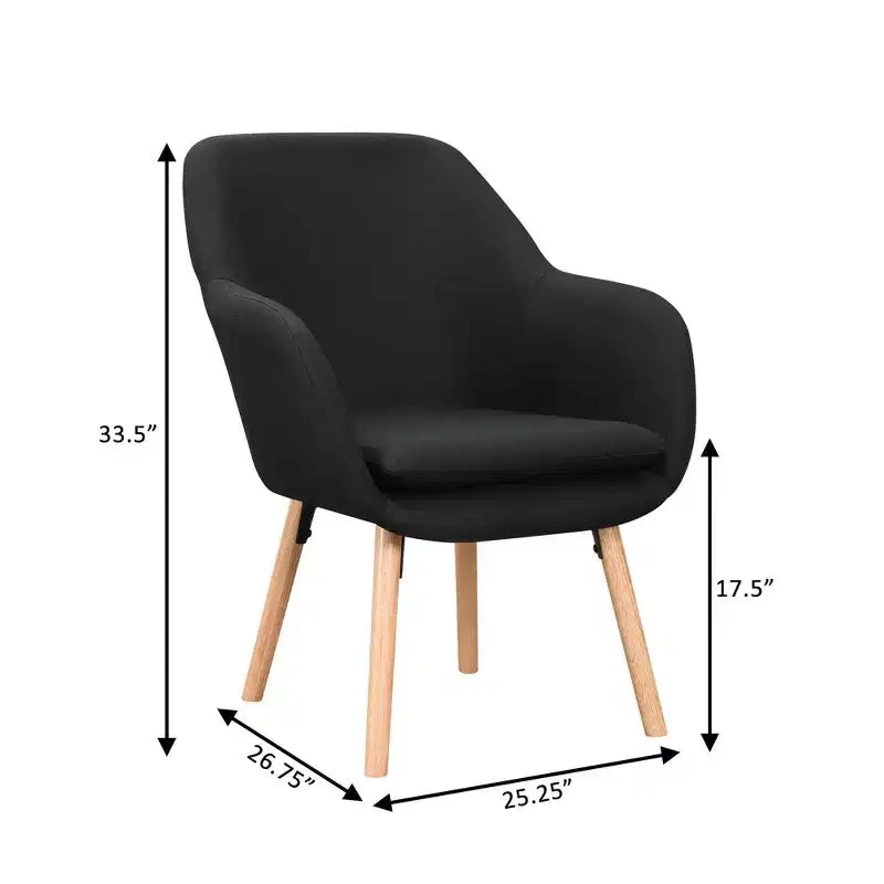 Fauteuil d'appoint en bois d'hévéa 33,5 po H x 26,75 po L