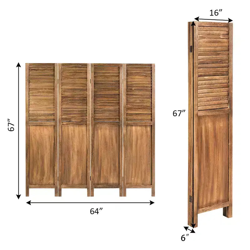 Paravent en Paulownia 4 panneaux 170 cm H x 163 cm L