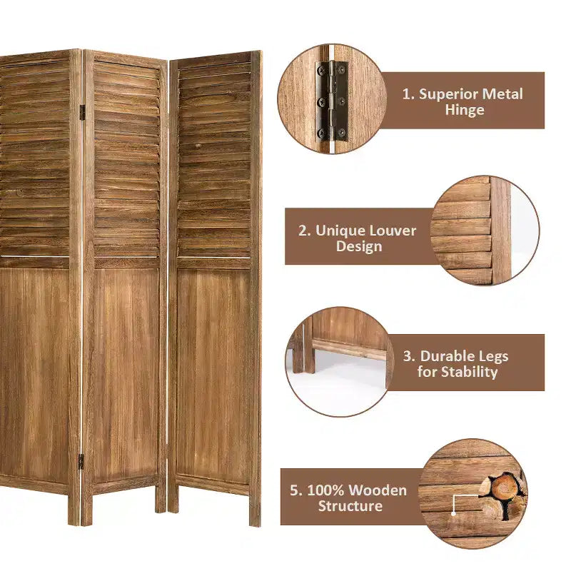 Paravent en Paulownia 4 panneaux 170 cm H x 163 cm L